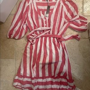 Velvet heart red and white striped puff dress size small American nwt